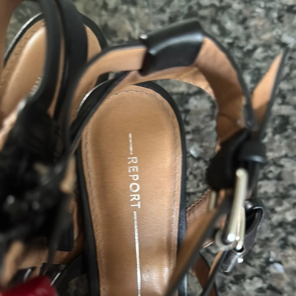 Report Black and Tan Platform Heels with Strappy Design EUC 8.5